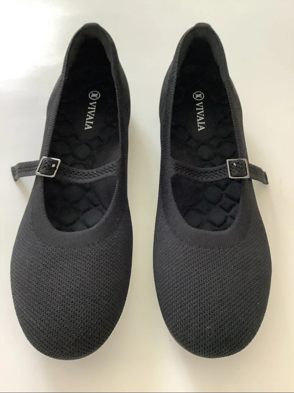 Vivaia Women's Black Mary Jane Knit Flats. Very Good Condition.